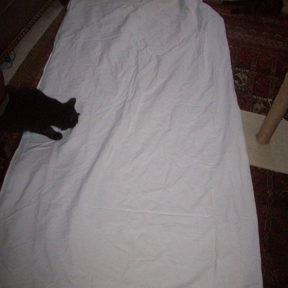 VTG Battenburg Lace Full Size Flat Sheet White 100% Cotton 79" x 90" - 2 Stains - Picture 9 of 12